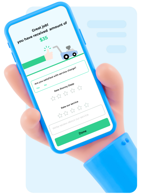 Hand holding a phone with the Nestease Partner app